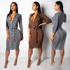 Сексуальное обтягивающее мини-платье с v-образным вырезом и длинными рукавами, облегающее Клубное вечернее женское модное платье-футляр High Street Dress