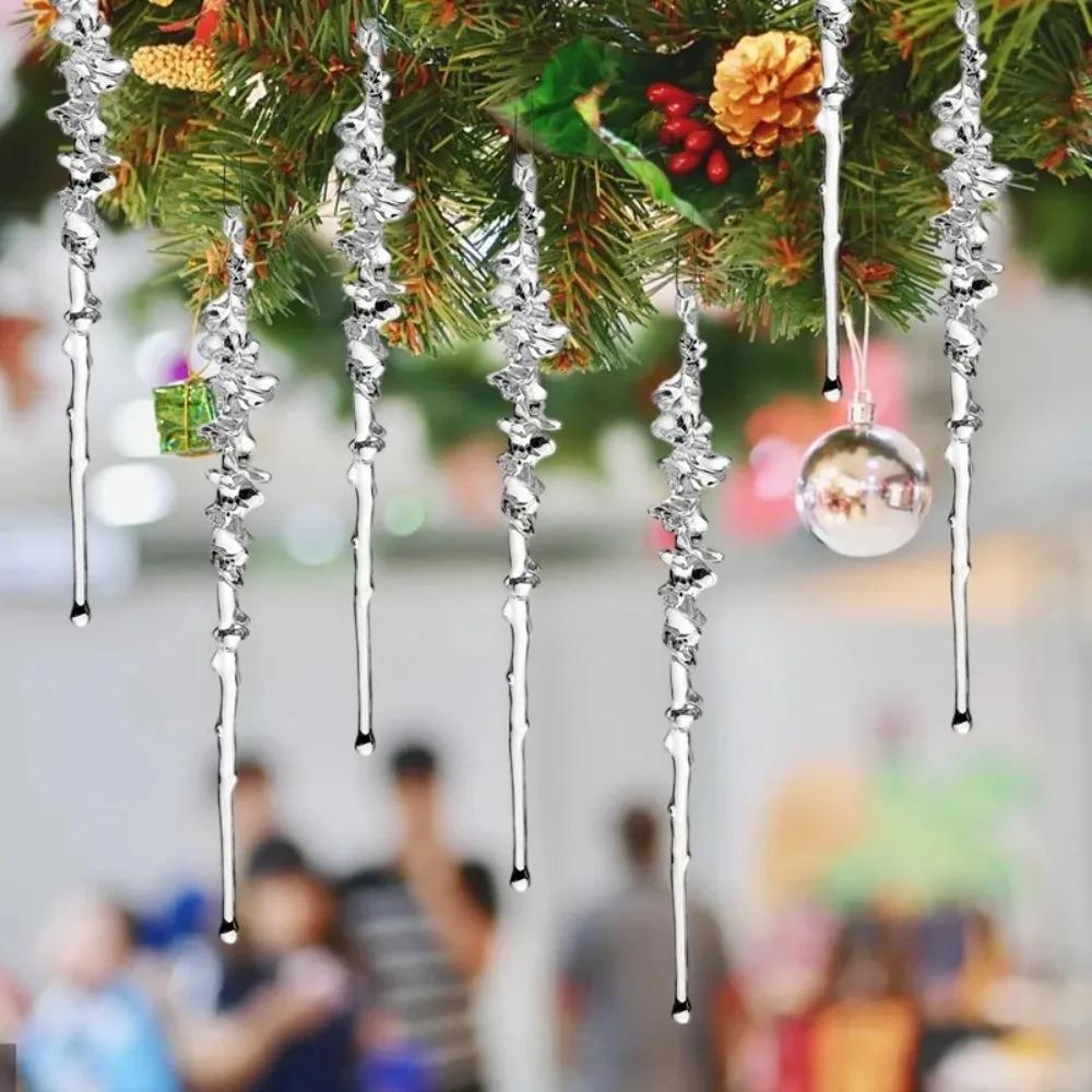 50/5PCS Acrylic Christmas Ice Pendants Transparent Simulated Icicle Hanging Decor with Hanging Rope Christmas Icicle Ornaments