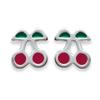 [E1092] - Серебряные серьги «Вишни» красный зеленый серебряный - 6x6 мм