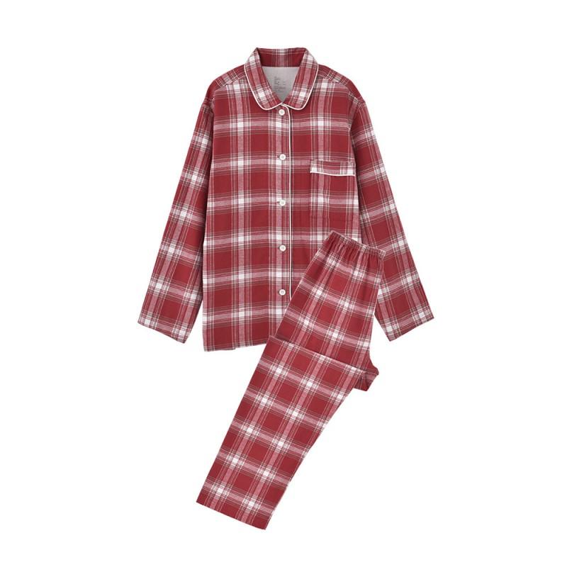 Cotton Flannel Pajama Set Womens Mens Loungewear Soft Warm Sleepwear Fall Winter