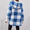 Зимний свитер, пальто с принтом в клетку, с капюшоном, толстый ветрозащитный кардиган с открытой строчкой, верхняя одежда, куртка средней длины из плюша для школьных путешествий