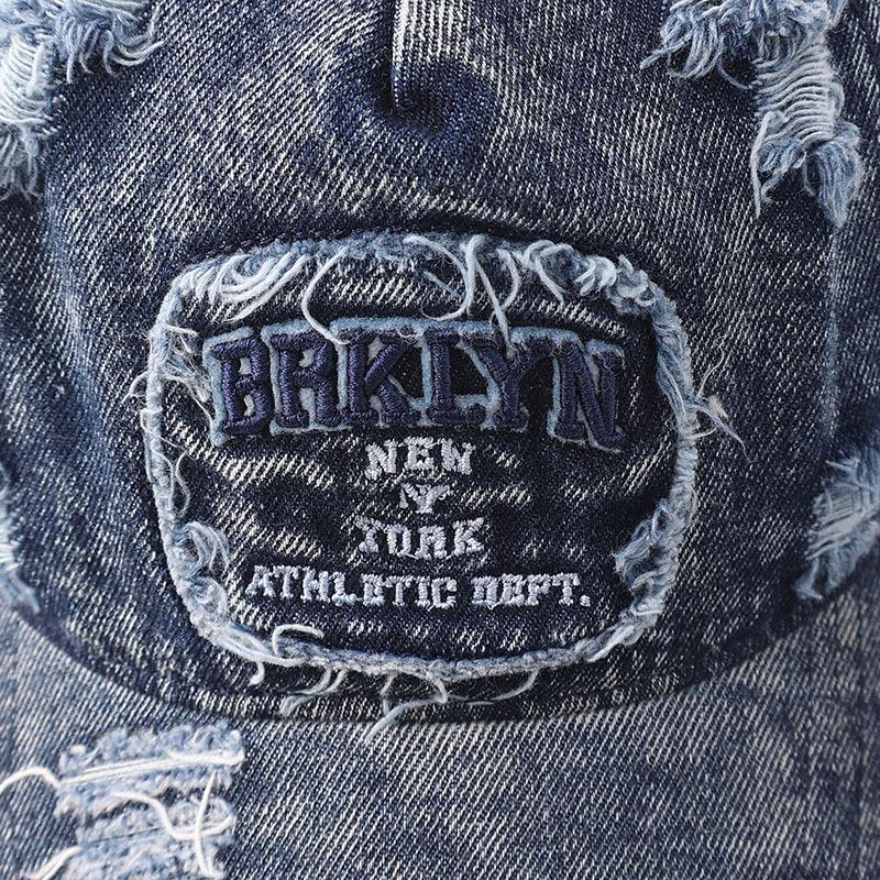 American retro ripped baseball cap men's and women's washed heavy industry embroidery letters big head circumference new face cap