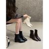 2025 зима новые ботильоны на толстом каблуке с квадратным носком корейская версия взрывных эластичных ботинок