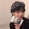 Harajuku Autumn New Trend Leopard Beret Korean Fashion Vintage British Flat Top Personality Warm Painter Hat Club Style