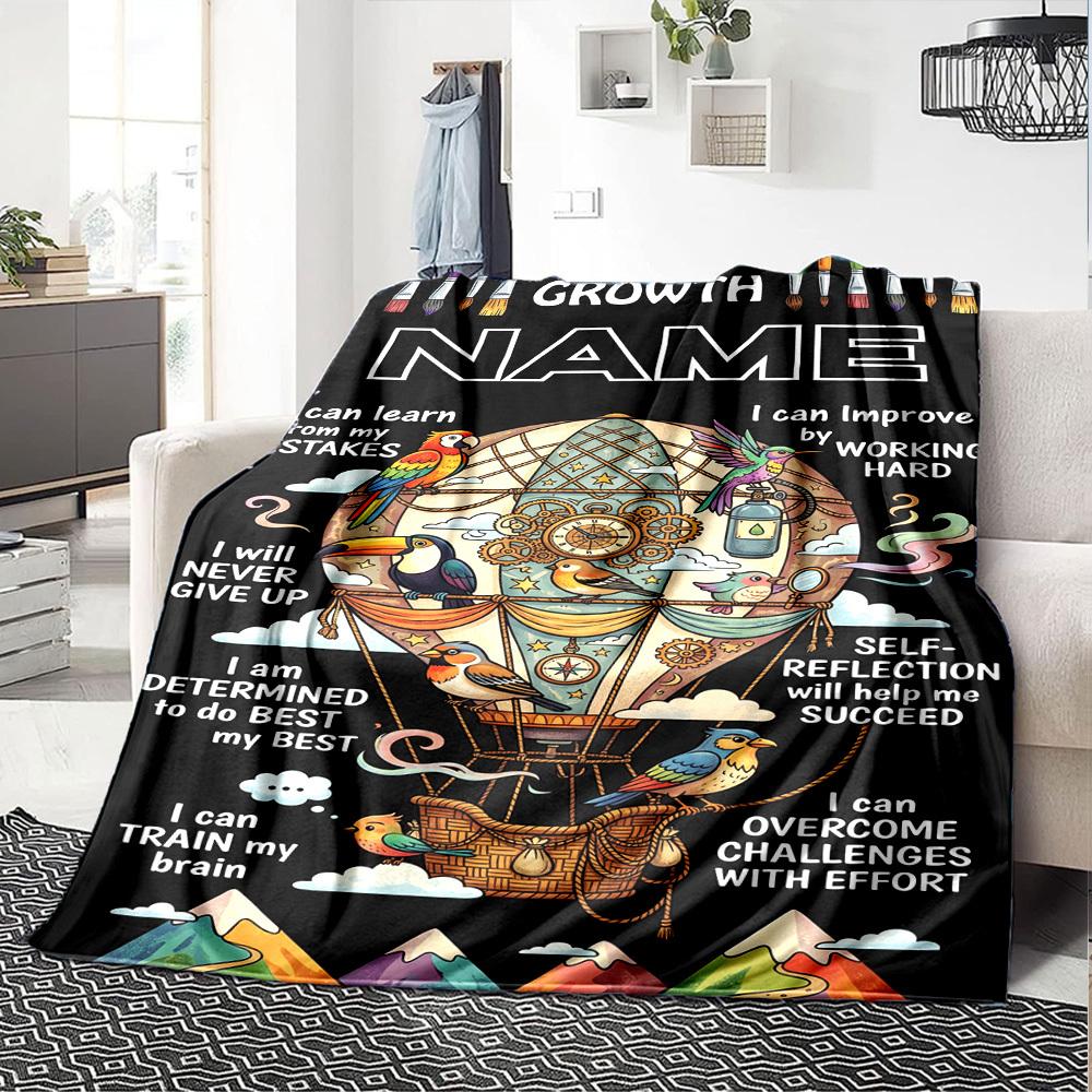 Growth Mindset Journey Lightweight Customize Text Soft Warm Cozy Versatile For Sofa Couch Office Bed Picnics For All Occasions Stylish Decor Gift For