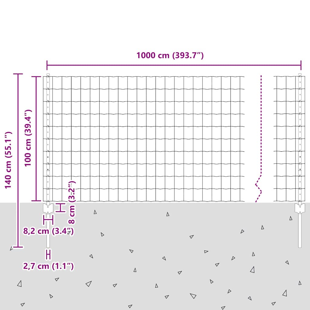 Welded Wire Fence 10 x 1 m (W x H) PVC Coated Steel