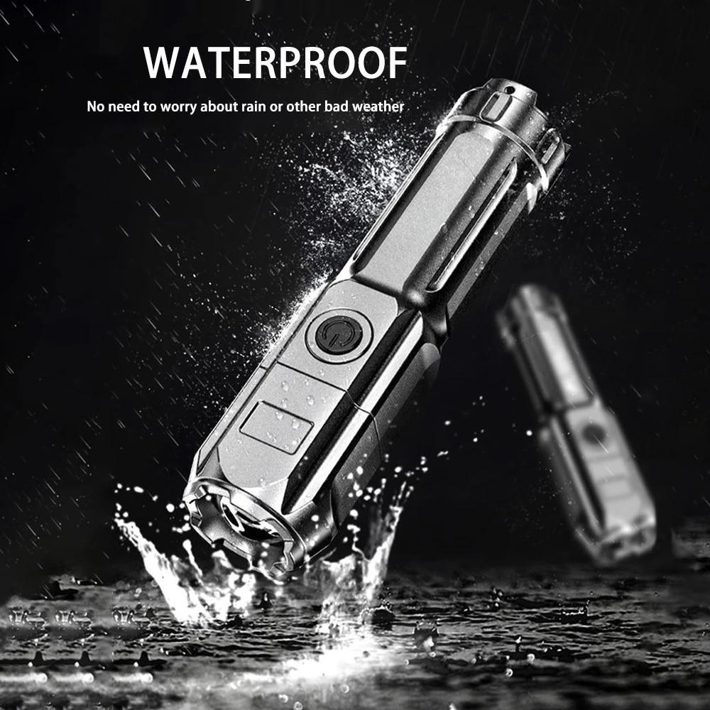 Portable LED Flashlights Usb Ultra Bright Torch Camping Light Mode Waterproof Zoomable Use 18650 Battery Outdoor Tools