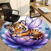 1PC Tiger Fairy Lotus Flower Chair Carpet for Office, Indoor Non-Slip Washable Carpet, Soft Comfortable Mat For Office Room yy250930299