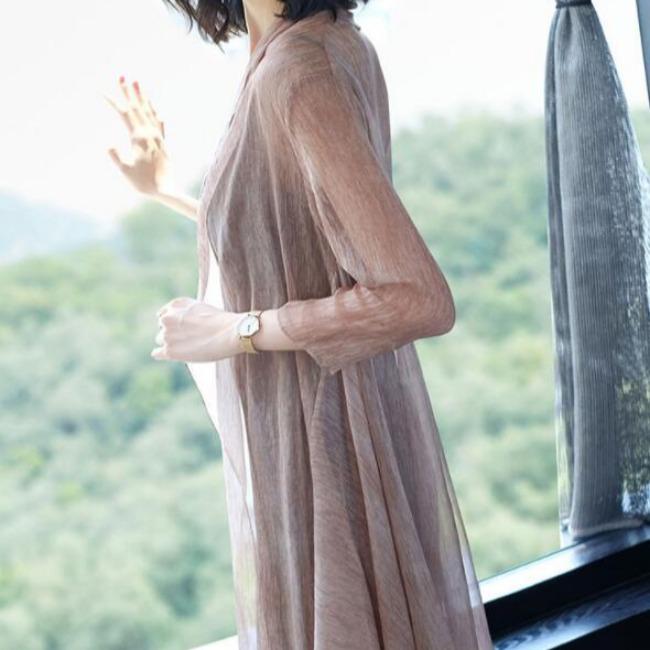 Sunscreen Clothes for Women Summer Lace Mid-length Seven Quarter Sleeves Chiffon Shirts Women's Thin Jackets Cardigans Trendy