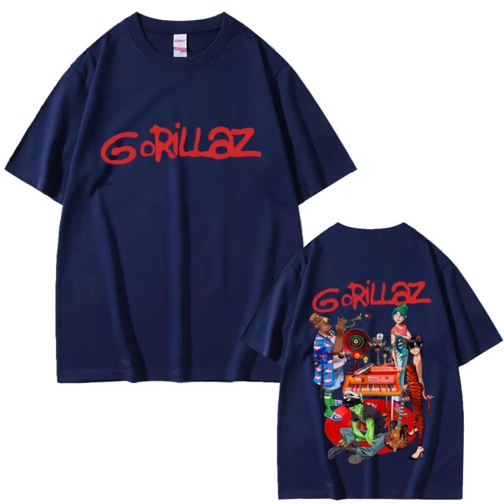 2026 Футболка с принтом группы Gorillaz Унисекс Женская Хип-Хоп Рок Мода Мультяшный Тренд Уличная Одежда Винтаж Повседневная Хлопковые Футболки Высокого Качества