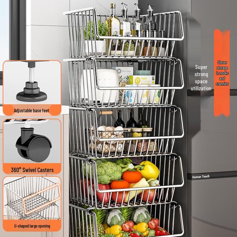 Подвижная кухонная тележка для хранения из нержавеющей стали Найцзян