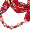 Beads Pendant Floral Print Necklace Scarf Simple Ethnic Style Vintage Chiffon Scarf for Home