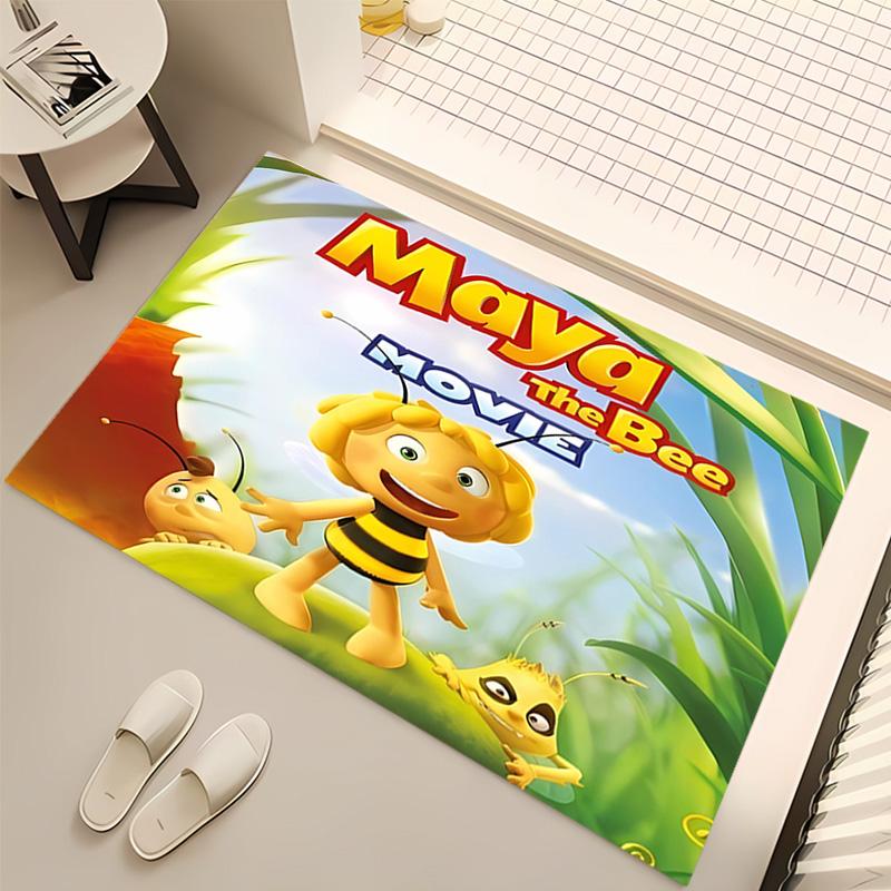 1pc Maya the Bee Print Area Rug - Soft, Washable Non-Slip Indoor Mat, Living Room, Home Office Decorative Rug,Office Decorative
