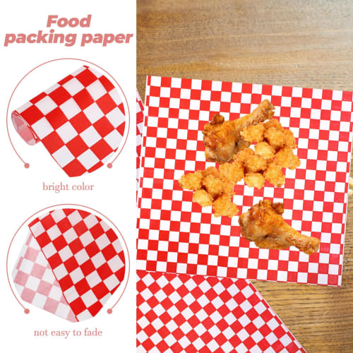 YARNOW 300-Piece Deli Paper, Red and White Checkered Food Wrapping Paper, Fried Chickpea Wrapping Paper, Grid Paper, Grist-Proof Burger Paper for Food