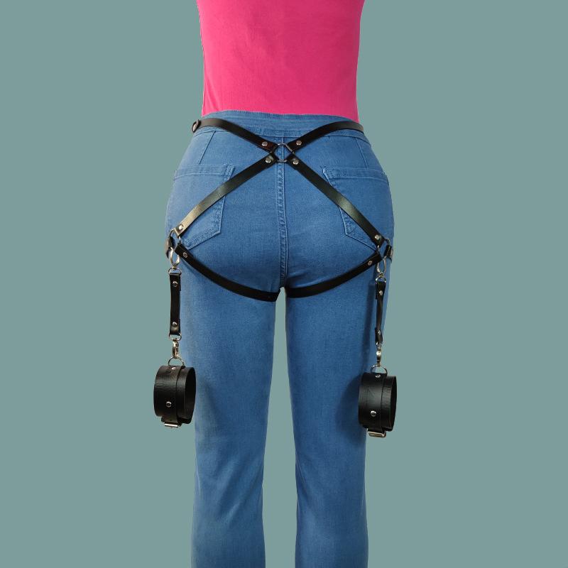 SM сексуальные женские кожаные ремни с бантом, подвязки, чулки, подтяжки, ремни, наручники, бондаж для тела, ремень для ног, товары для взрослых, секс-игрушки для пар