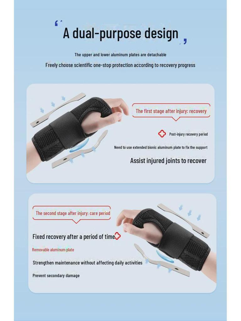 Dual Aluminum Plate Wrist Brace and Support Strap