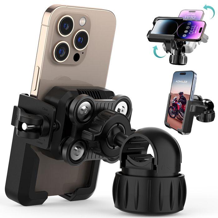 Support téléphone moto/vélo - WENZYLIQUOX - 2025 - Double anti-vibration >90% - Rotation 360° - Libération 1s