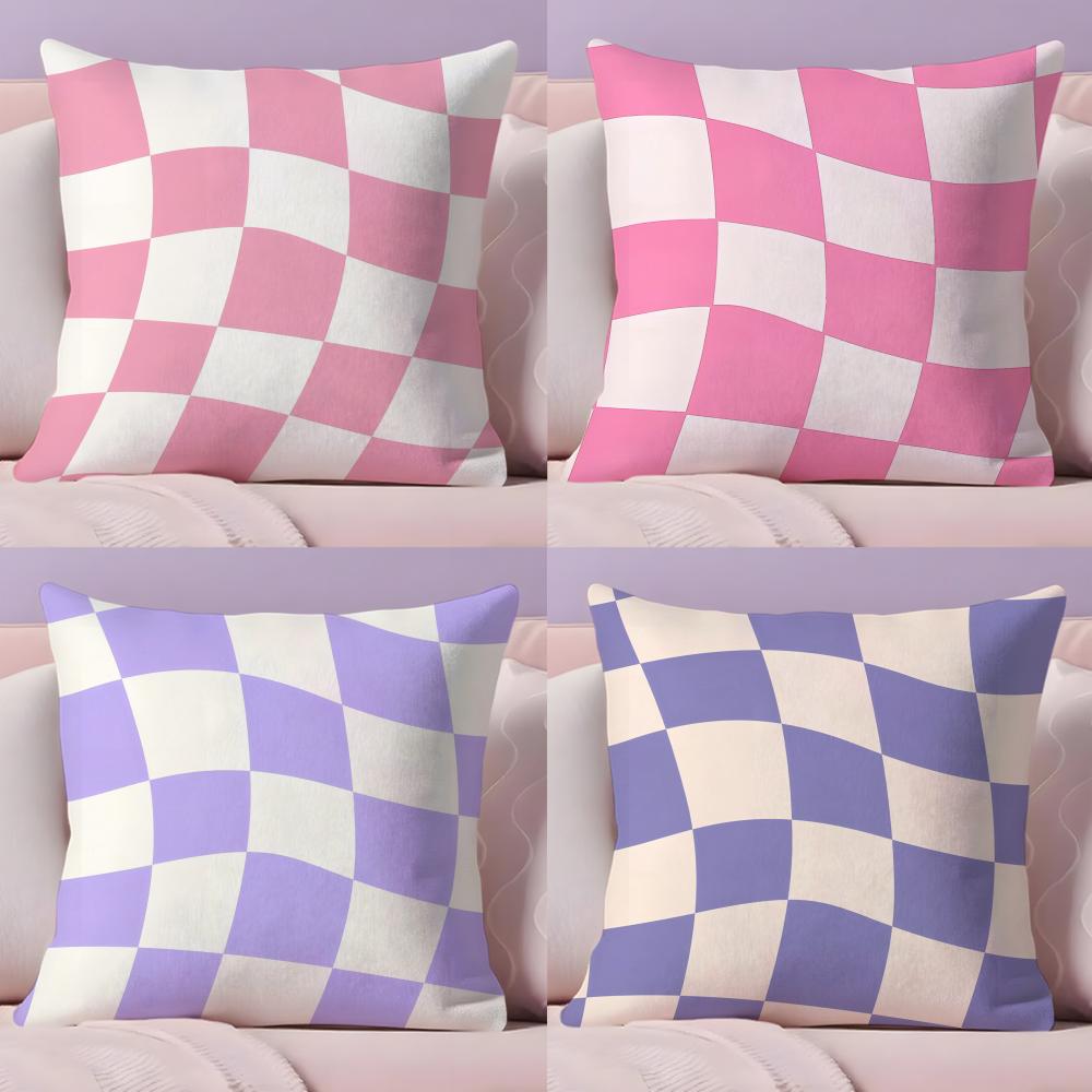 Space distortion grid diagram Cushion Cover Short Plush DoubleSided Printing Home Machine Washable in Warm Winter Pillow Cover