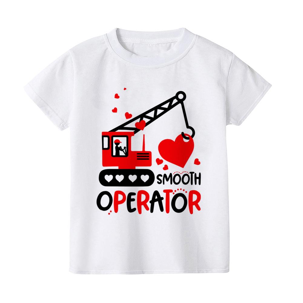Smooth Operator Tractor Baby Valentines Day Shirts Construction Valentines Boy Short Sleeve Shirt Toddler Valentine Cute TShirt