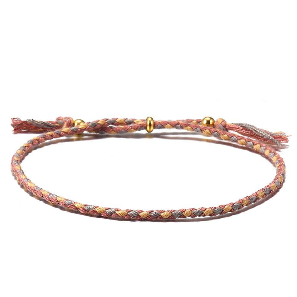 Copper Bead Girls Colorful Polyester Thread Fashion Accessories Braid Hand Rope Woven Bracelet