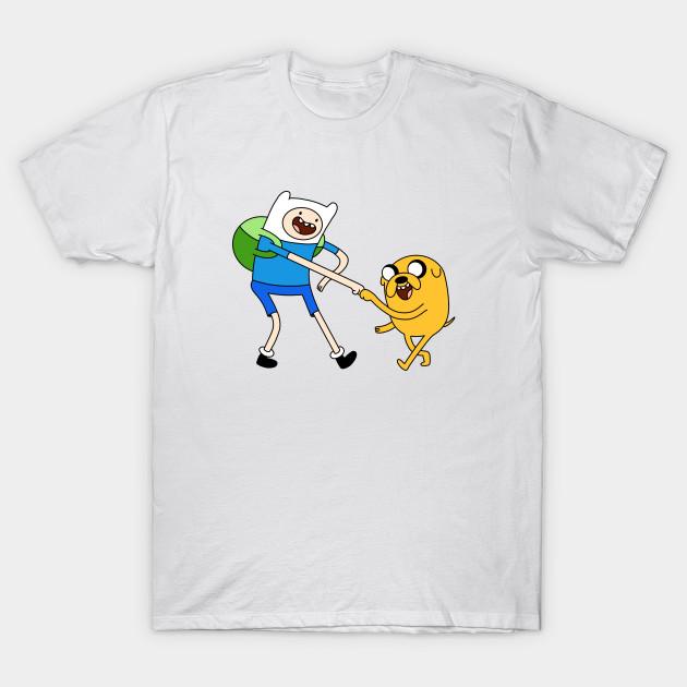 Men Black Print T-shirt Finn And Jake Fist Bump Adventure Time No-Cut Heat Transfer Print Cotton Tshirt