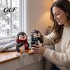 Outdoor Christmas Penguin Decorations Icicle Lighted Ornament, Battery Operated Window Sill Decor, for Railings Warm Glow Porch Railing Tabletop Lamp