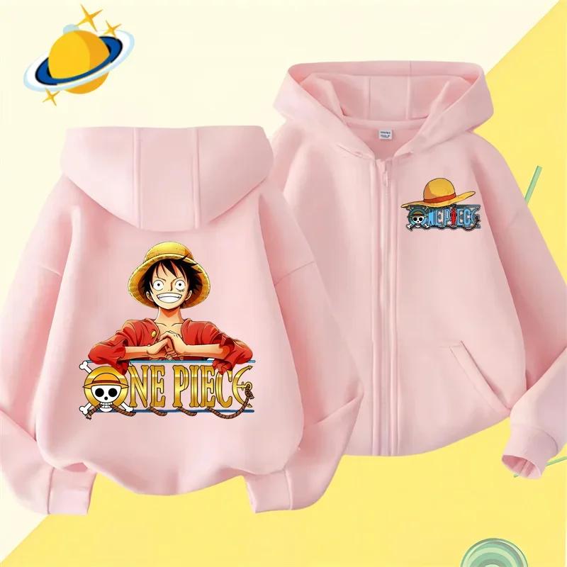 Аниме One Piece детская толстовка с капюшоном на молнии с рисунком из мультфильмов осень/зима повседневный топ с длинными рукавами и капюшоном для мальчиков и девочек