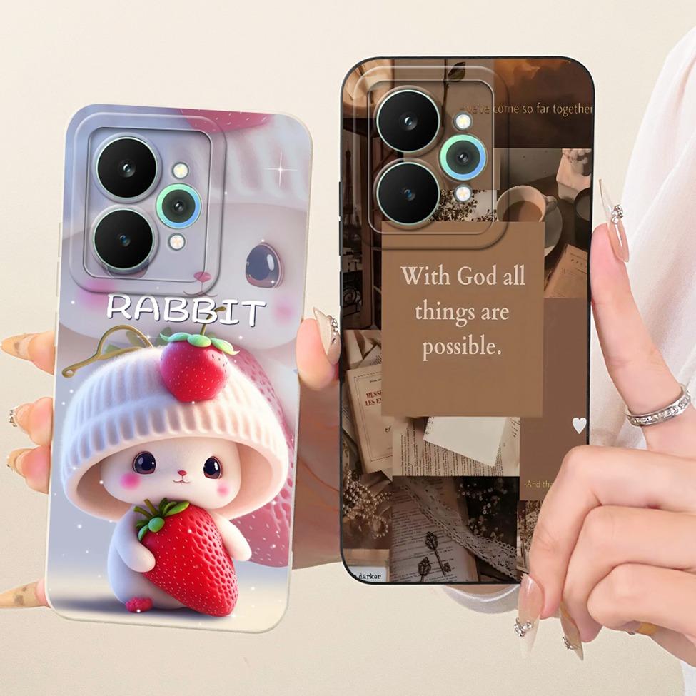 Чехол для Realme 15 Pro Корпус RMX5101 Силиконовый Роскошный Модный Цветы Каваи Милый Расписной Ударопрочный Чехол для Телефона