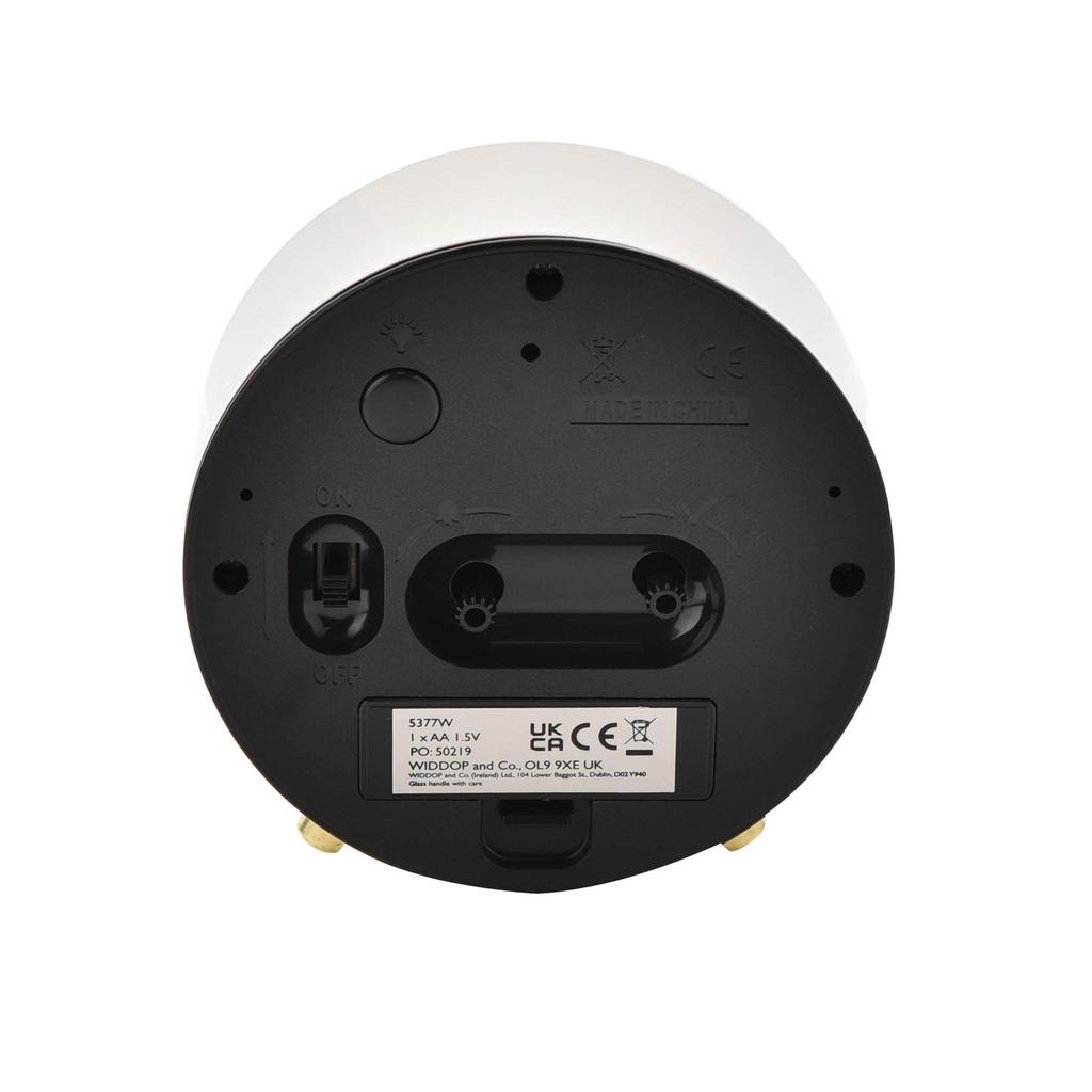 Hometime Alarm Clock Metal Feet Light & Snooze - White