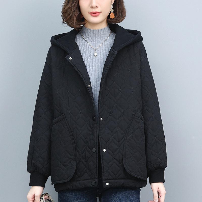 2024 Women's Hooded Thick Cotton Jacket - Casual, Plus Size, Autumn/Winter Outerwear