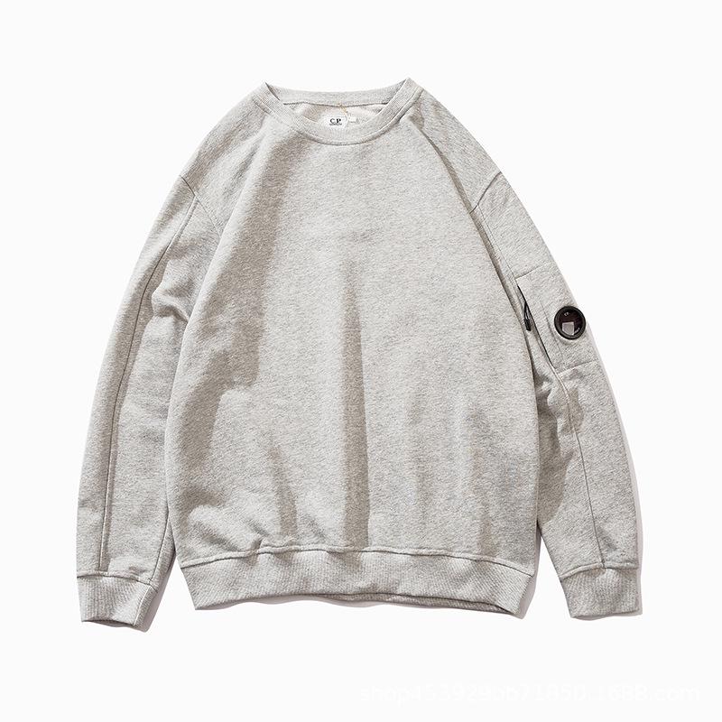 Модная унисекс толстовка CP с круглым вырезом и дизайном-линзой - Осенне-зимняя, однотонная, на молнии с карманом.