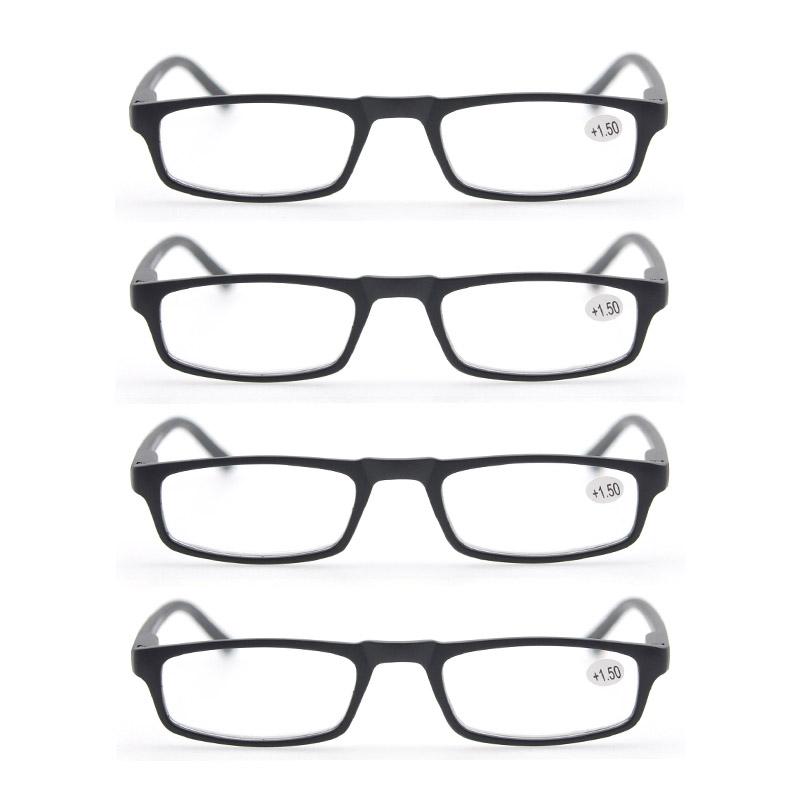 4 Paires Reading Glasses For Men Women Narrow Square Frame Readers Eyeglasses Spring Hinge With Diopter