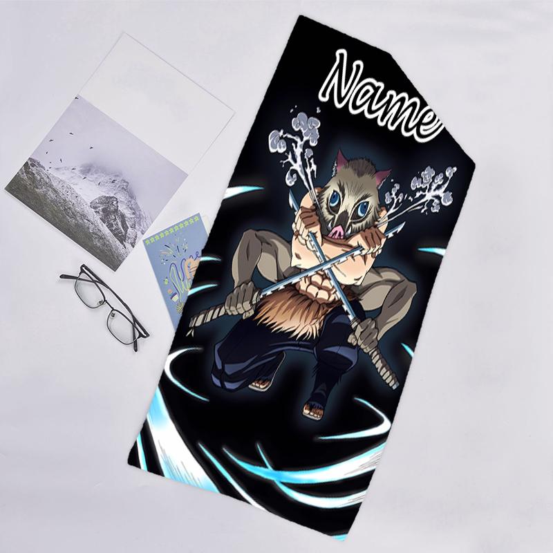 1pc Demon Slayer2 Beach Towel with Custom Name, Beach/Swimming/Bath/Picnic/Camping Towel, Suitable for Seaside Beaches