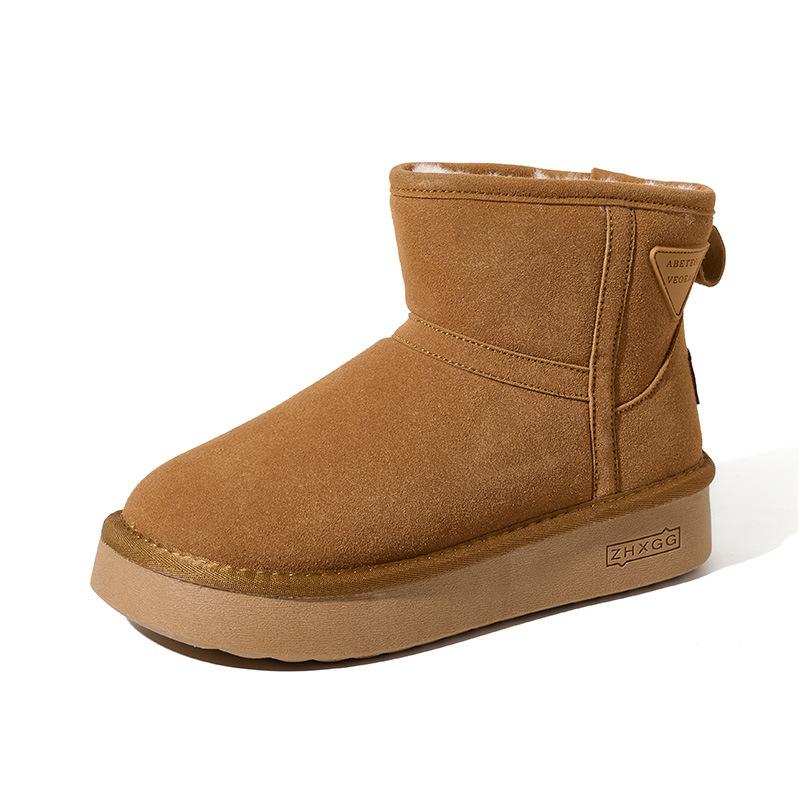 Женские большие размеры мягкая подошва увеличивающая рост зимние теплые с одним стременем из меха одна противоскользящая сноубутсы плюшевая подкладка ботильоны уличные спортивные хлопковые ботинки