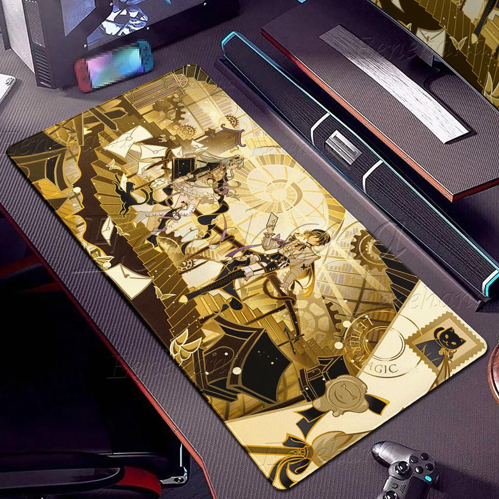 Коврик для мыши Genshin Impact Аниме Эстетика Игровой Блокировка края Большой для Компьютерных Игр Большой Резиновый Коврик для Мыши Матовый для Ноутбука Настольные Аксессуары
