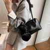 Solid Color Glossy Black Shoulder Bag Korean Style Small Square Bag French Underarm Bag  Girls