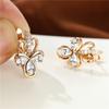 Simple Fashion Crystal Flower Earrings Boho Rose Gold Color Engagement Earrings Mystic Multicolor Zircon Hoop Earrings For Women