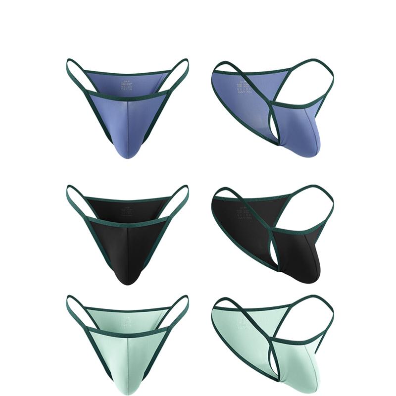 1Pc Nylon Pouch Briefs Breathable Panties Low-rise Underwear High Elastic Thong Men's