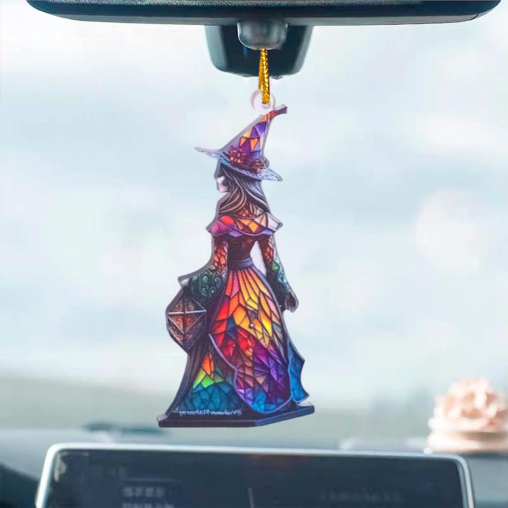 Halloween Witch Car Pendant Rearview Mirror Hanging Decoration Doll DIY Ornaments for Party Haunted House Decorate Props