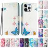 Цветной кошелек-чехол с рисунком для Samsung Galaxy A22 A32 A41 A42 A50 A51 A52 A70 A71 A72 С подставкой, слотами для карт, ремешком, книжка