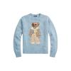 Polo SS24 Bear Embroidered Crew Neck Loose Fit Knit Sweater Women Sweater Blue WMPOSWENC020874-450