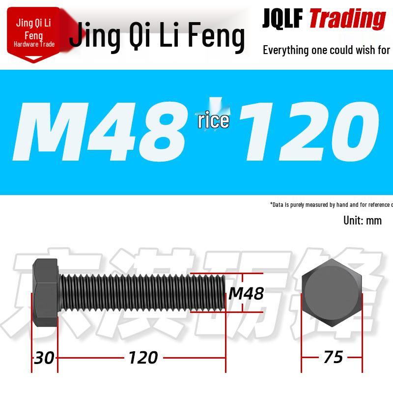 12.9 Grade High-Strength Blackened Hex Bolt M22-M48