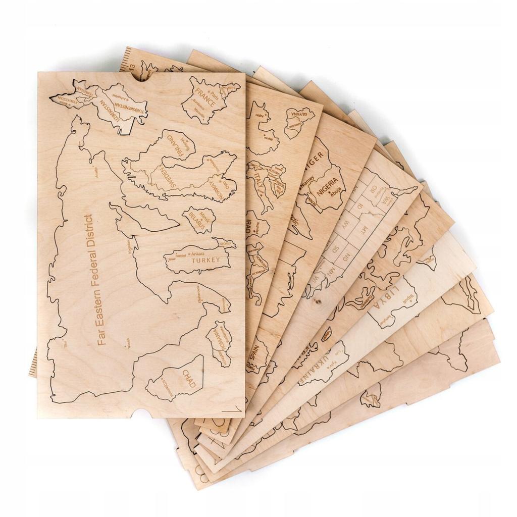 Wooden World Map 3D XXL Natural 181x100 cm Wooden Puzzle for the Wall