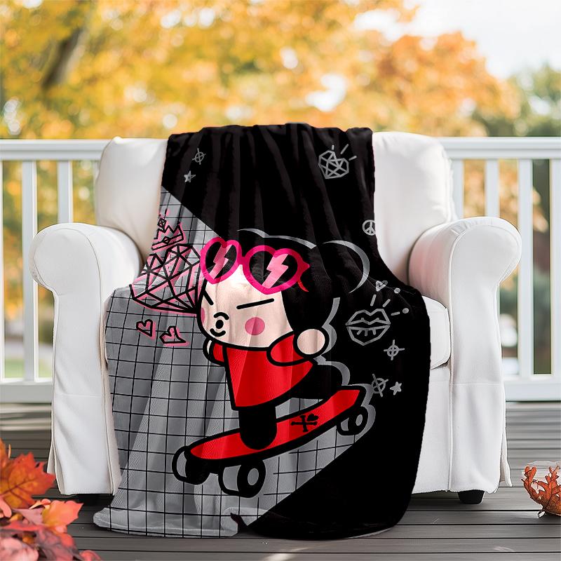 Pucca Theme Printed Blanket - Perfect for Couch, Bed, Travel & Outdoor Use | Machine Washable, Cozy & Durable.