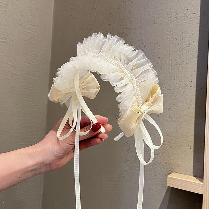 Ретро Лолита Плиссированная Кружевная Повязка на Голову и Заколка для Волос - Милые Детские Аксессуары для Волос