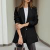 Women's  Work Casual Long Sleeve V-Neck Single Button Solid Color Coat