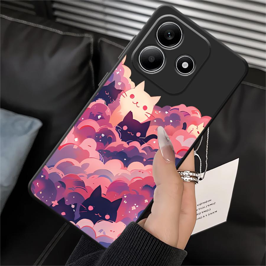 Чехол для телефона для Xiaomi Redmi Note 14 9 8 7 13 Pro Plus K40 K80 12 11 Pro 12C 13C 10 11S 14C 12S A4 A5 A1 A2 A3 Черный Кот