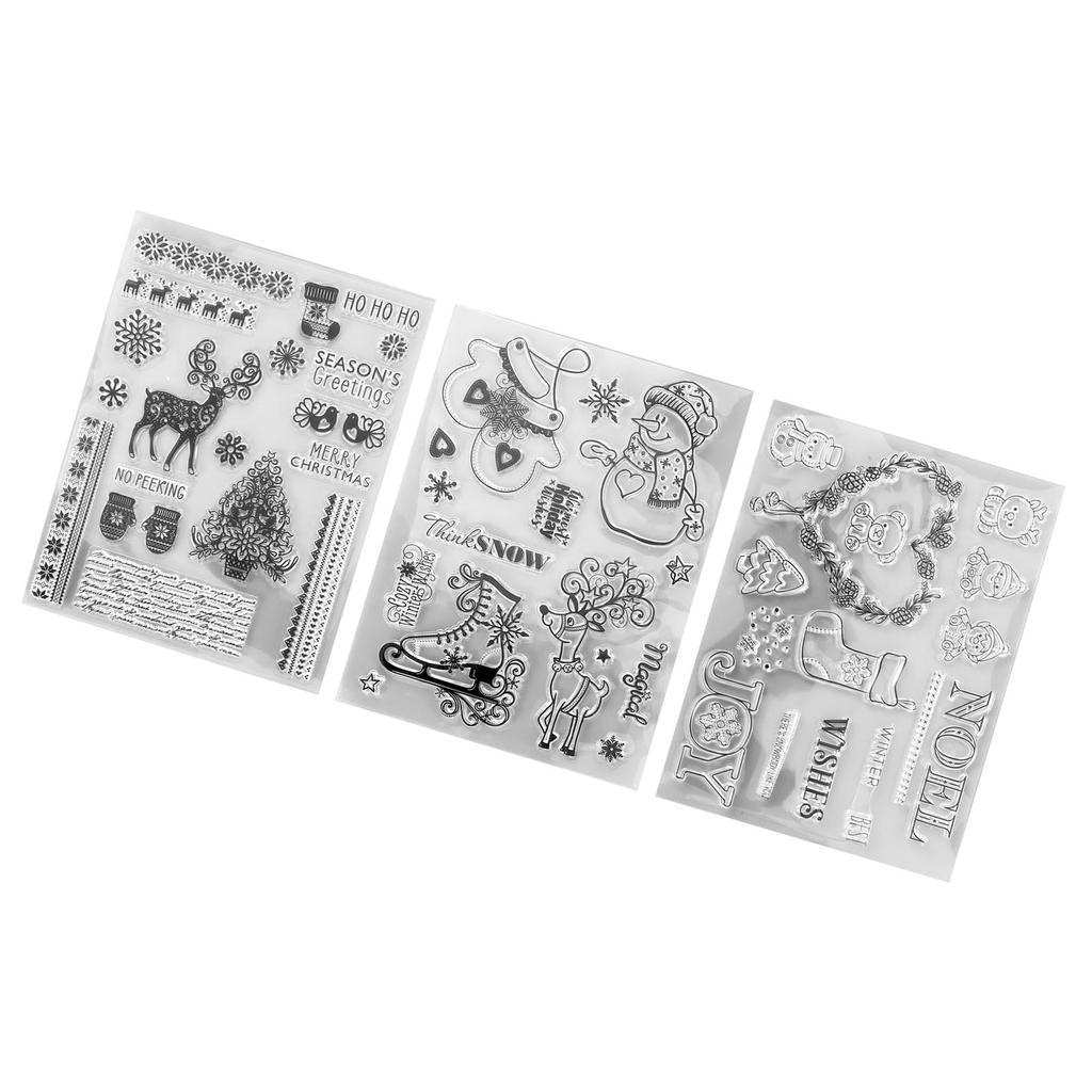 3 шт. прозрачных штампов с прозрачным отпечатком, переработанные безопасные рождественские олени, прозрачные штампы для открыток для поделок