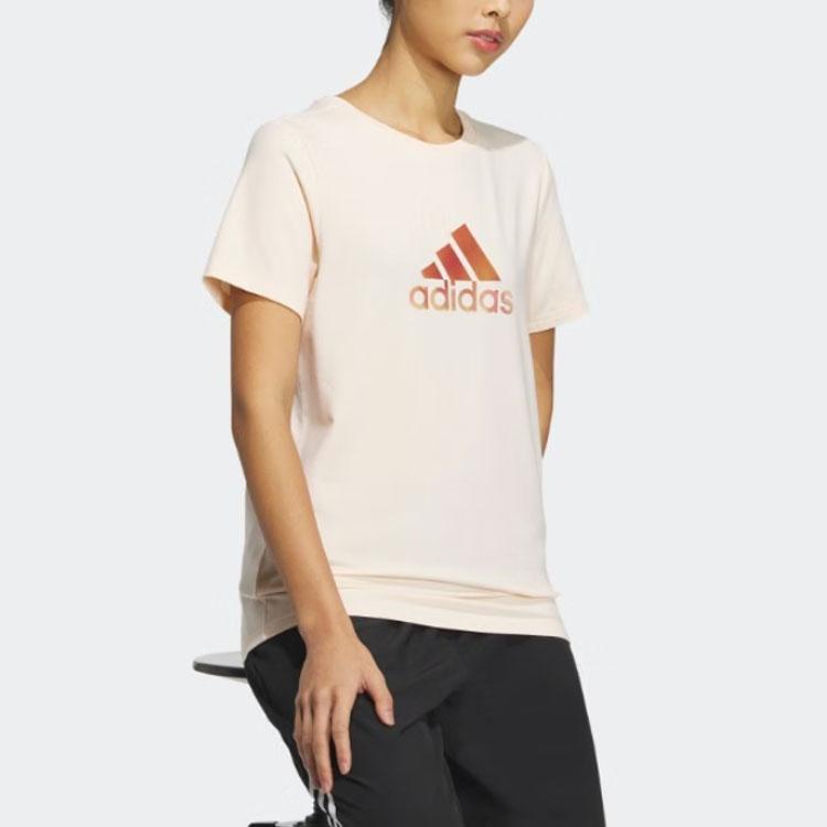Adidas Drop Shoulder Sleeve T Shirt Women's Light Pink HY2888