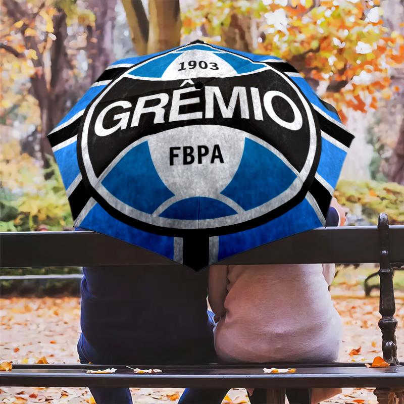 Зонт-трость с узором Grêmio FBPA, автоматический складной зонт, портативная и складная конструкция, 8 спиц, рождественский или день рождения подарок.